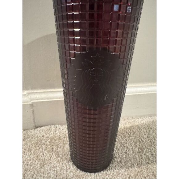 Starbucks Berry Plum Grid Disco Christmas Holiday (2020) 24oz Cold Cup W/ Straw - Picture 3 of 6